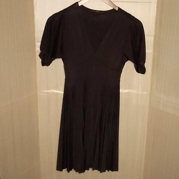 Soprano Womens Brown Short Sleeve Stretchy Fit And Flare Accordion Midi Dress... - Picture 1 of 7